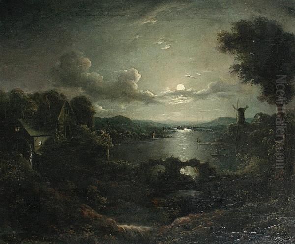 Moonlit Lamdscape Oil Painting by Sebastian Pether