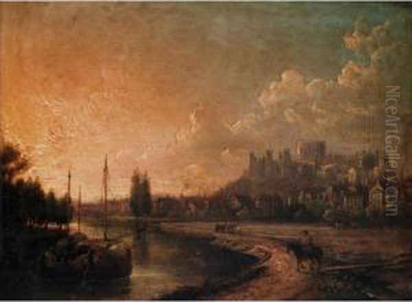 Windsor Castle From The River Oil Painting by Sebastian Pether