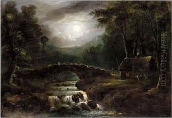 Moonlit River Landscape Oil Painting by Sebastian Pether