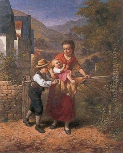 The Happy Mother Oil Painting by Charles Petit