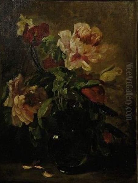 Bouquet De Fleurs Oil Painting by Eugene Petit