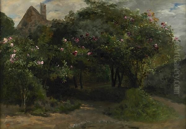 Le Chemin Aux Arbres Et Fleurs Oil Painting by Eugene Petit