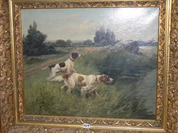 Chiens D Arrets Oil Painting by Eugene Petit