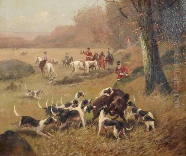 Chasse Ausanglier Oil Painting by Eugene Petit