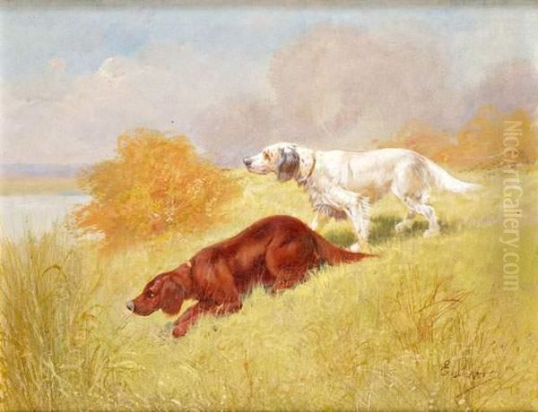 Chien De Chasse A L'arret Oil Painting by Eugene Petit