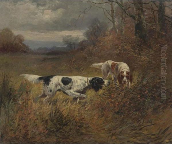 On The Scent, Setters Oil Painting by Eugene Petit