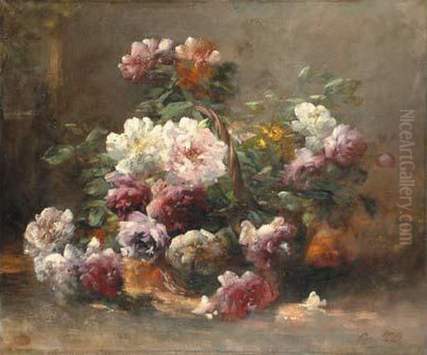 Panier De Pivoines Oil Painting by Eugene Petit