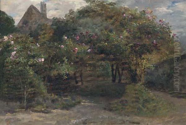 Le Chemin Aux Arbres Et Fleurs Oil Painting by Eugene Petit