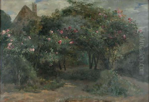 Le Chemin Aux Arbres Fleuris Oil Painting by Eugene Petit