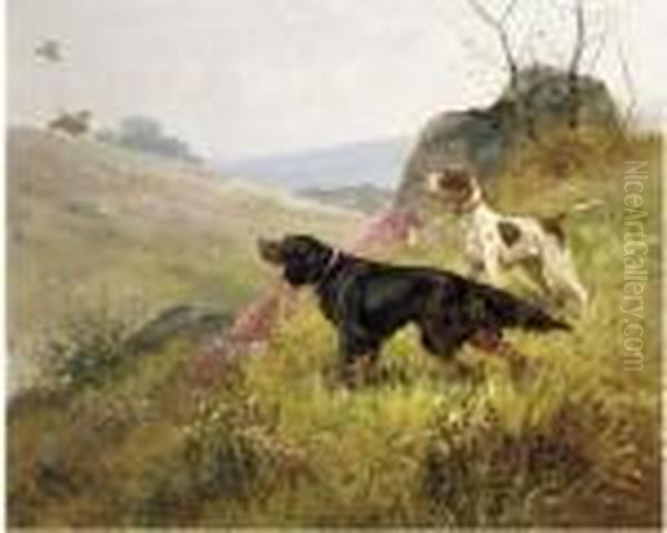 Pointers Hunting Oil Painting by Eugene Petit