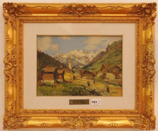 Paesaggio Alpino Oil Painting by Filiberto Petiti