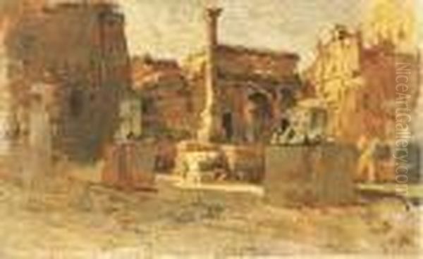 Roma, Scorcio Del Foro Romano Oil Painting by Filiberto Petiti