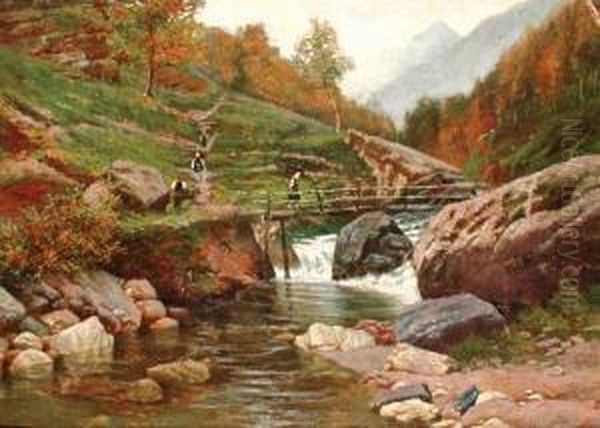 Sul Torrente Oil Painting by Filiberto Petiti