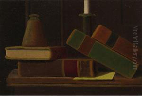 Still Life With Books Oil Painting by John Frederick Peto