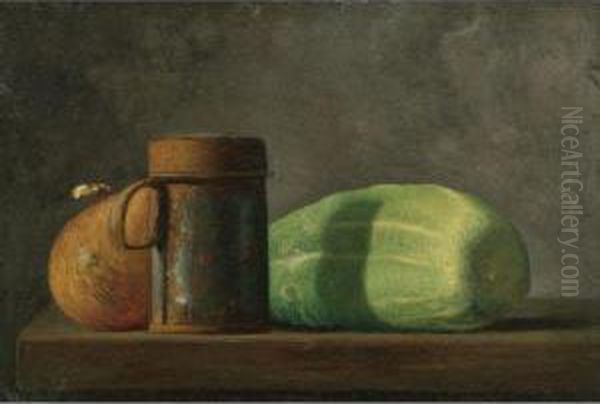 Cucumber Oil Painting by John Frederick Peto