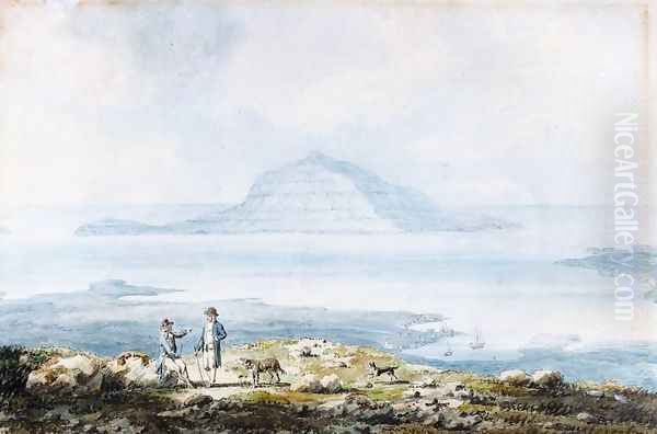 View of the Town of Thorshaven and the Harbour of Frederickswaag, Faroe Islands Oil Painting by Edward Dayes