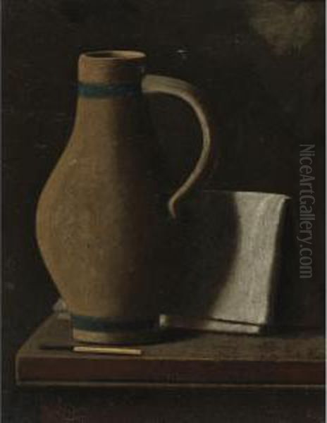 Gray And Blue Jug Oil Painting by John Frederick Peto