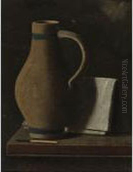 Gray And Blue Jug Oil Painting by John Frederick Peto