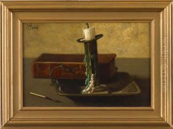 Still Life With Candlestick Oil Painting by John Frederick Peto