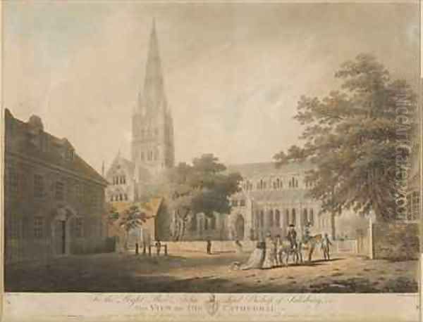 Salisbury Cathedral Oil Painting by Edward Dayes