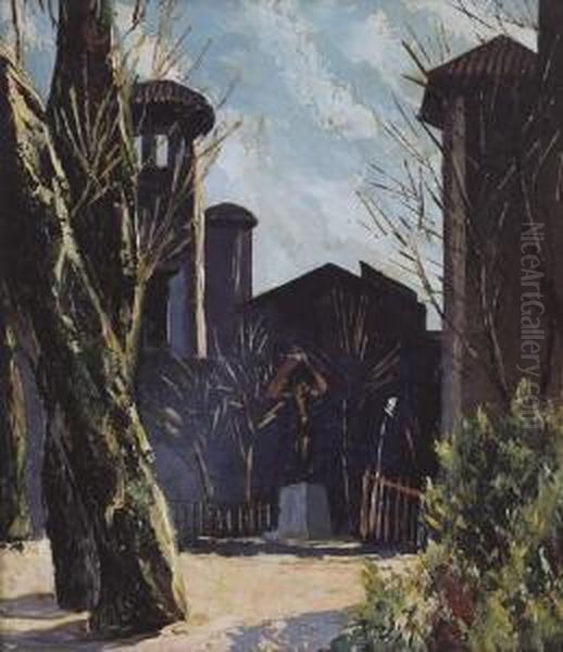 Al Borgo Medioevale Del Valentino Oil Painting by Vittorio Petrella Da Bologna