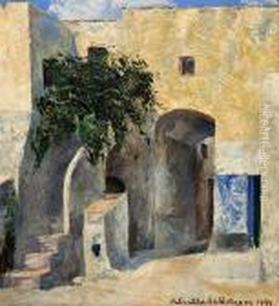 Scorcio Di Paese Oil Painting by Vittorio Petrella Da Bologna