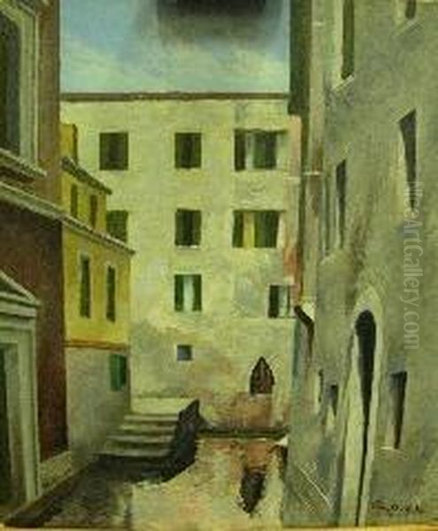 Canale - 1930 Oil Painting by Vittorio Petrella Da Bologna