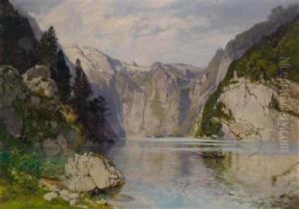 Blick Auf Den Konigssee Oil Painting by Konrad Petrides