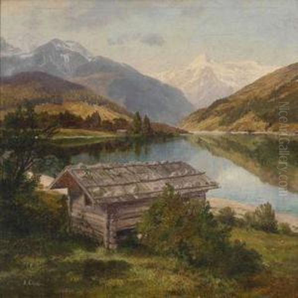 Zeller See Mit Kitzsteinhorn Oil Painting by Konrad Petrides