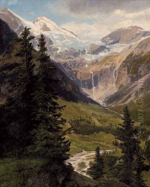 Talschluss Mit Grosglockner Oil Painting by Konrad Petrides