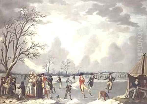 Skating Scene Oil Painting by Edward Dayes