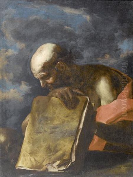 Heiliger Hieronymus Mit Totenschadel Und Buch Oil Painting by Giuseppe Antonio Petrini