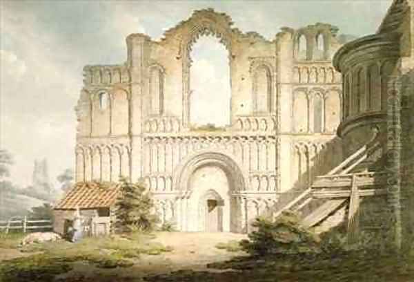 West front of Castle Acre Priory Church near Downham Norfolk Oil Painting by Edward Dayes