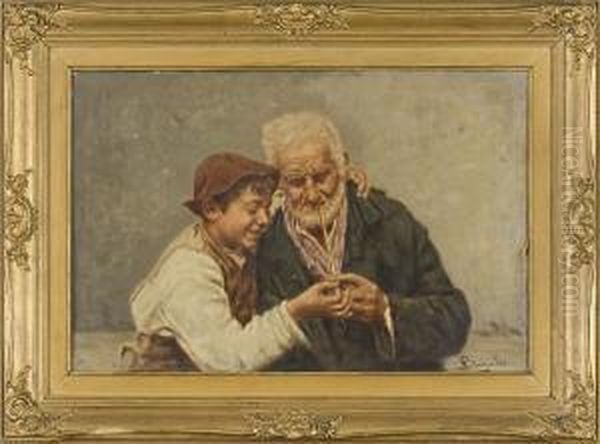 Due Scugnizzi Oil Painting by Achille Petrocelli