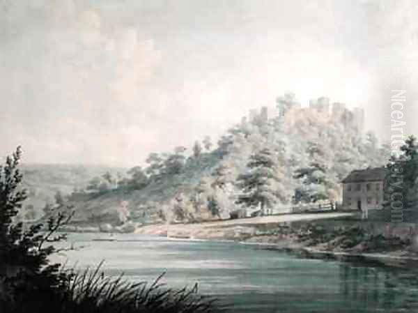 View of Goodrich Castle on the River Wye Oil Painting by Edward Dayes