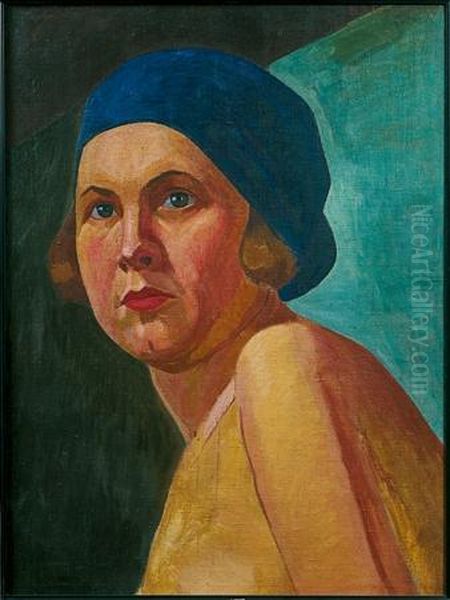 Portrait De Femme Oil Painting by Kuzma Sergievitch Petrov-Vodkin