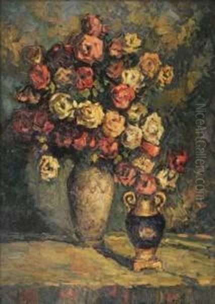 Vase Fleuri Oil Painting by Piotr Ivanovich Petrovichev