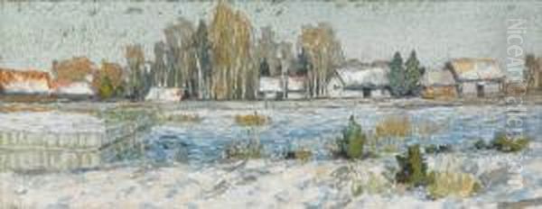 Winter Landscape Oil Painting by Piotr Ivanovich Petrovichev