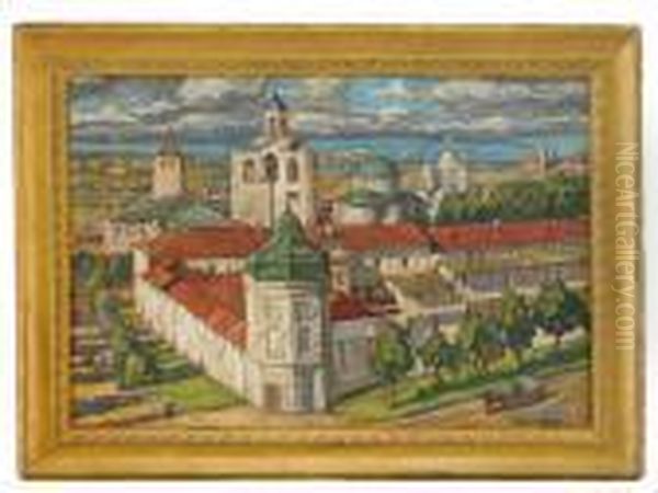 Monastery Oil Painting by Piotr Ivanovich Petrovichev