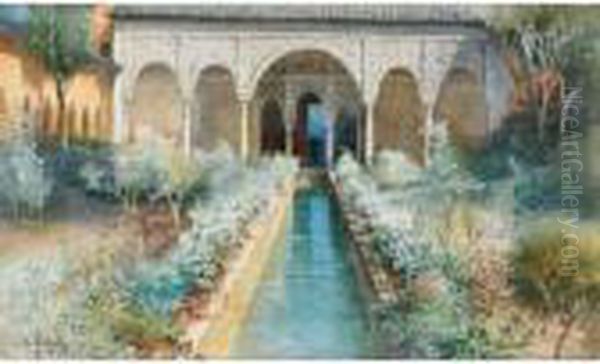 Le Palais Generalife, Alhambra, Grenade Oil Painting by Salvatore Petruolo