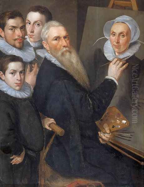 Portrait of the Artist and His Family c. 1590 Oil Painting by Jacob Willemsz I Delff