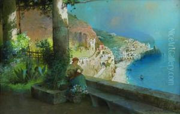 Amalfi Dal Convento Dei Cappuccini Oil Painting by Salvatore Petruolo