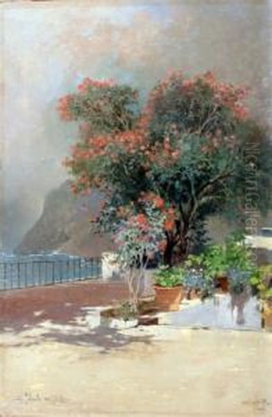 Hotel Grotte Bleu A Capri Oil Painting by Salvatore Petruolo