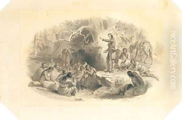 John Eliot Preaching to the Indians Oil Painting by Felix Octavius Carr Darley