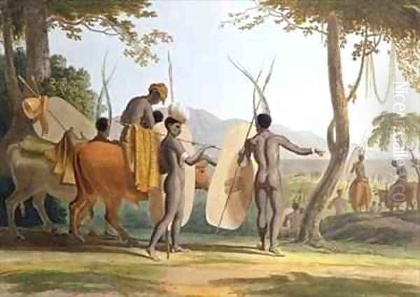 Kaffers on a March Oil Painting by Samuel Daniell