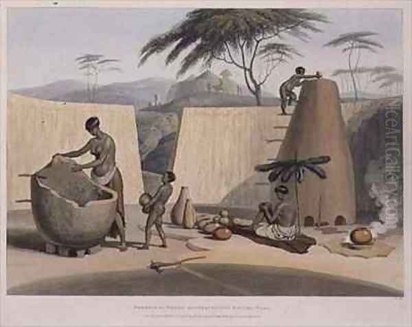 Booshuana Women Manufacturing Earthen Ware Oil Painting by Samuel Daniell