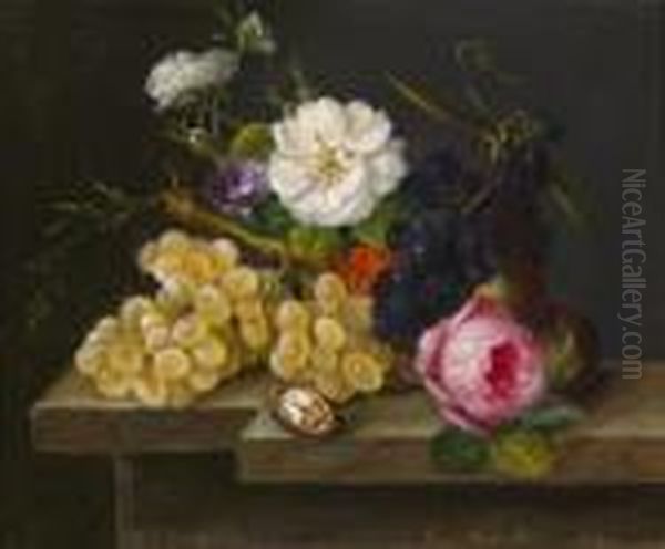 Stillleben Mit Trauben Und Rosen Oil Painting by Franz Xaver Petter