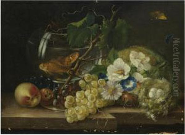 Still-leben Mit Goldfisch (still Life With Goldfish) Oil Painting by Franz Xaver Petter