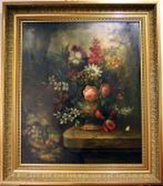 Praktstilleben Med Frukt Och Blommor Oil Painting by Franz Xaver Petter