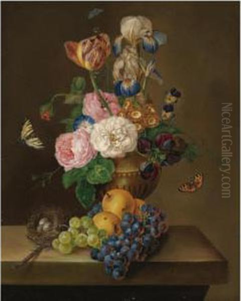 Still-leben Mit Obst Und Blumen (still Life With Fruit Andflowers) Oil Painting by Franz Xaver Petter